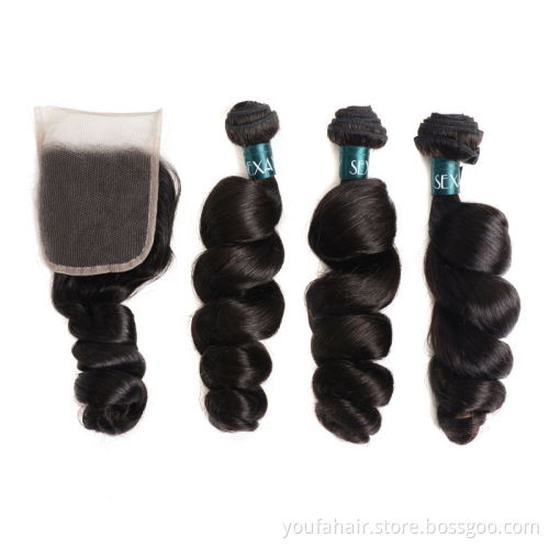 Bouncy Curls Loose Wave Indian Cuticle Aligned Raw Hair Bundles, Wholesale Virgin Unprocessed Indian Human Hair Vendors